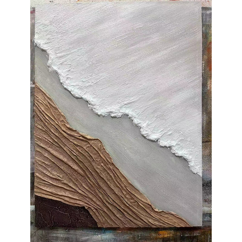 «Minimalist Coastal Texture», art mural sur toile tendue, H 16 po x l 12 po