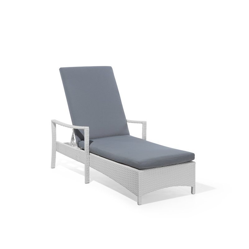 192cm Long Reclining Single Chaise with Cushions, White, Grey