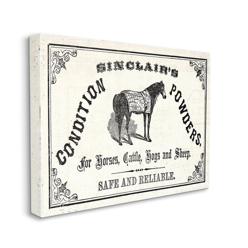 Vintage Black and White Farm Animal Canvas Wall Art