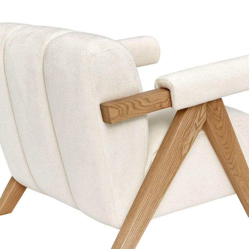 Fauteuil d'appoint capitonné avec accoudoirs et pieds en bois de frêne Vista