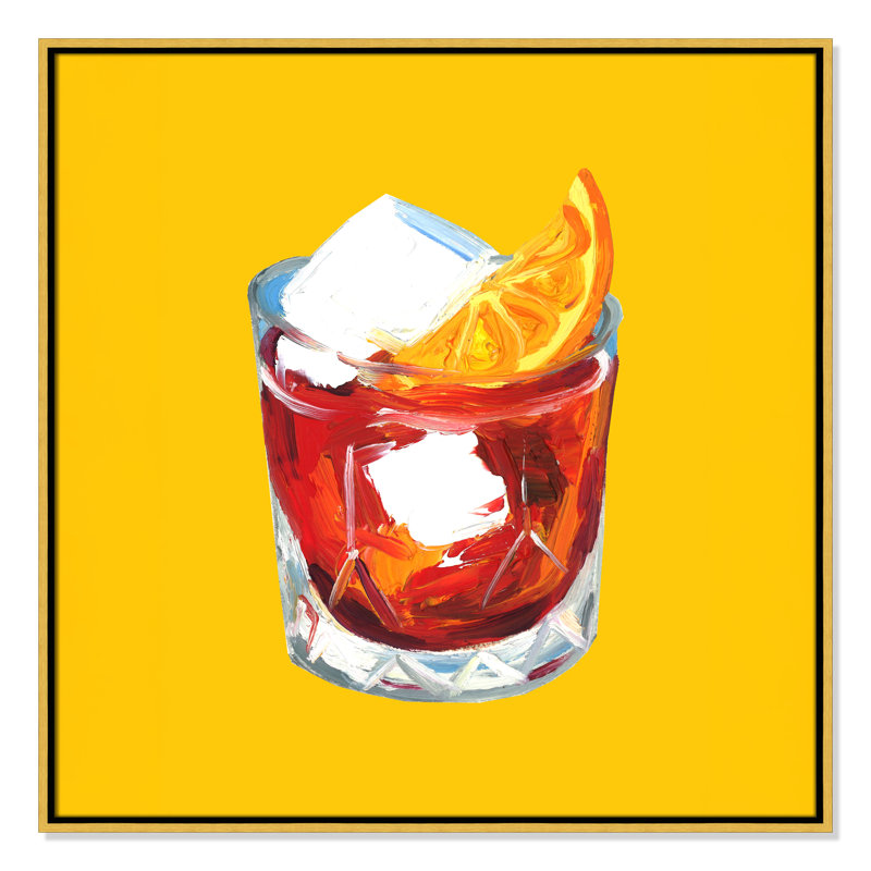 Negroni Sunshine Yellow - Square Version Print by Straker, 31.5'' W x 31.5'' H, Gold Floater