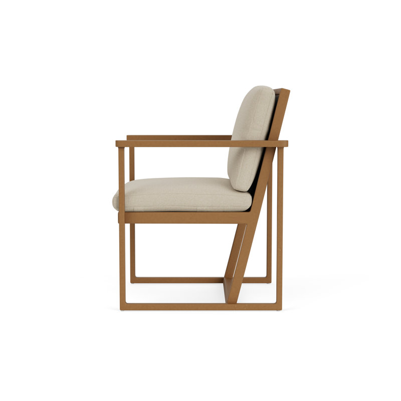 Summit Outdoor Dining Armchair, Pewter, Rumba Straw, Hickory