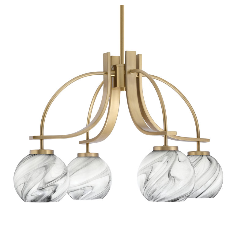 Lustre Cavella, H 14,75 po x l 25 po x P 25 po, 4, Laiton New Age