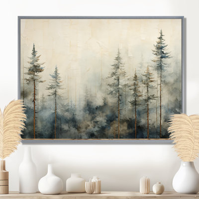 Minimalisme forêt de pins d'hiver - décoration murale forêt