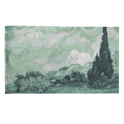 Serviette de thé avec blé cyprès wheatfield
