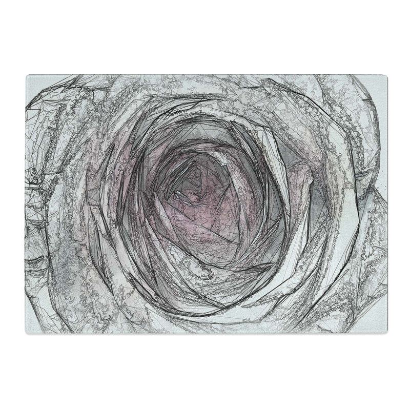 Tempered Glass a Pale Rose Chopping Board, 39 cm W x 28.5 cm L