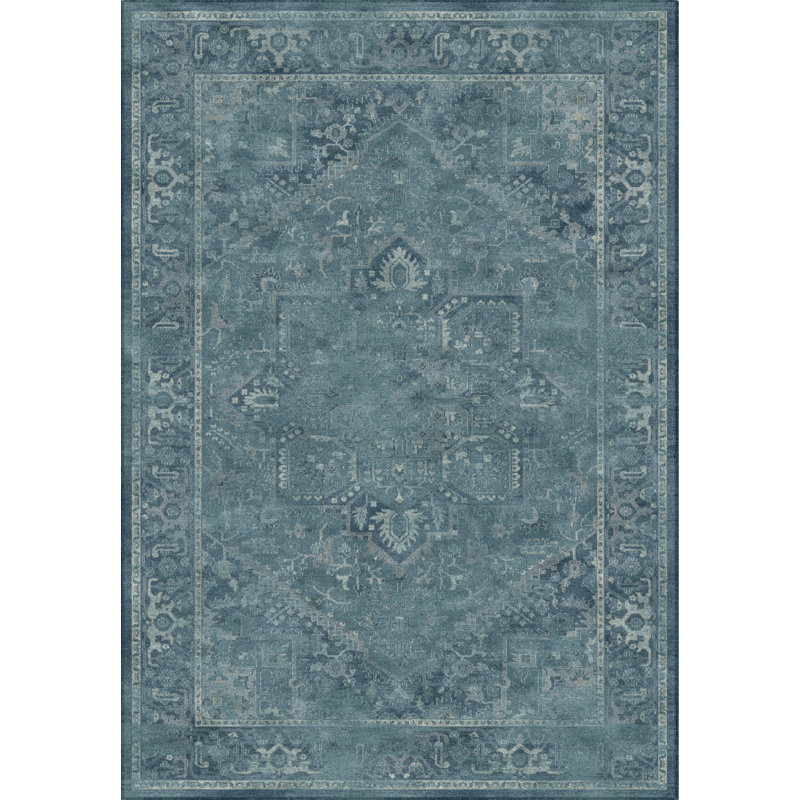 Evanoff Oriental Blue Area Rug, Rectangle 3'3" x 5'7"