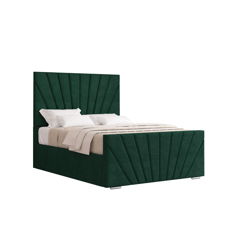 Aayanah Upholstered Bed, Double (4'6), Emerald