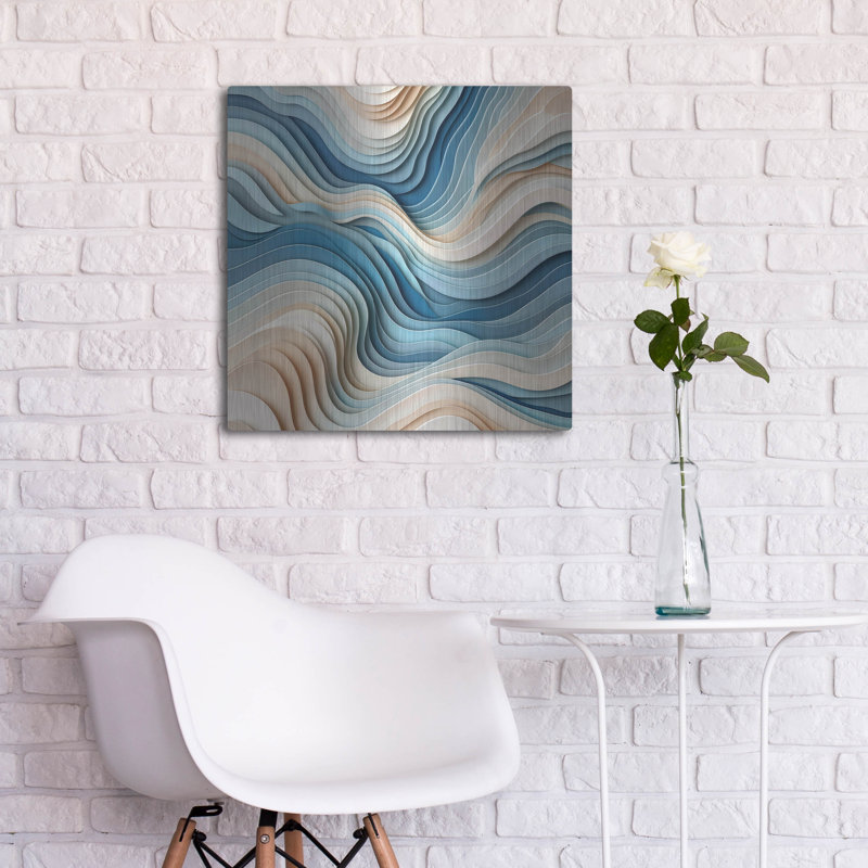  «Waves and Sand Abstract» par Rey Klimt, art mural en métal, 24 po x 24 po, H 24 po x l 24 po
