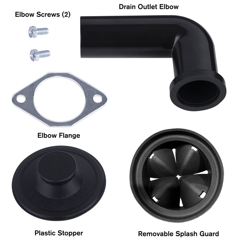 1/3 HP Continuous Feed Garbage Disposal with Power Cord, Stopper, Splash Guard