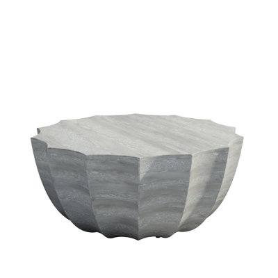 36.46" Modern Round Marble White Waterproof Cement Coffee Table, Ideal For Patios And Balconies, Supports 220 Lbs, Hassle - Setup Table In White, Balconies Living Rooms, No Assembly Needed, Design