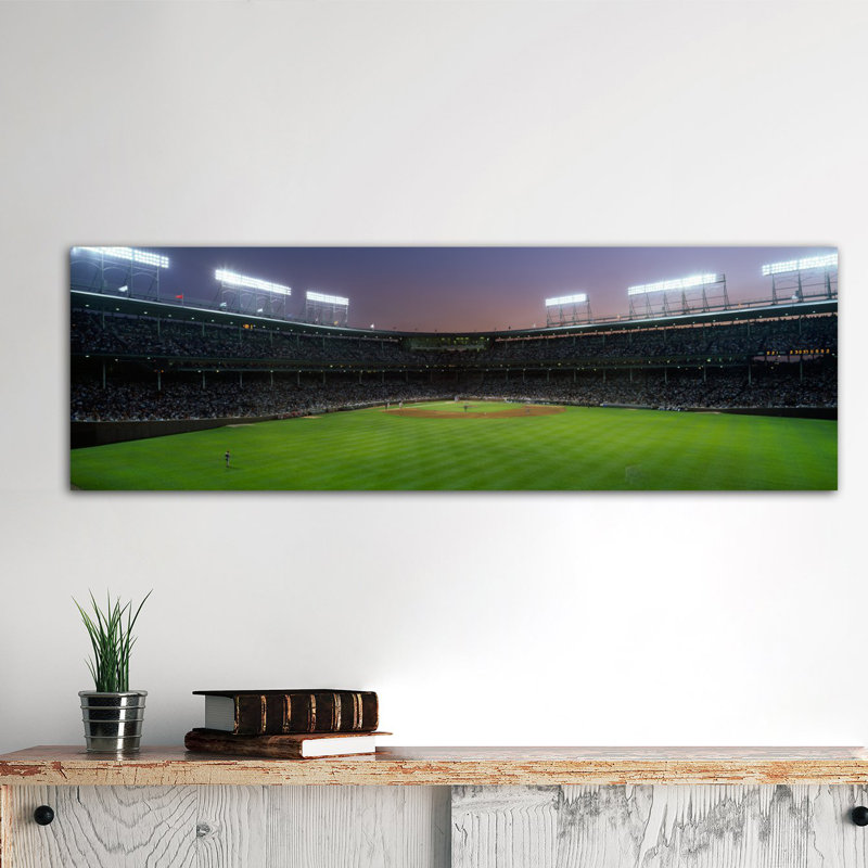 Spectateurs regardant un match de baseball dans un stade, Wrigley Field, Chicago, Cook County, Illinois, reproduction de photo sur toile