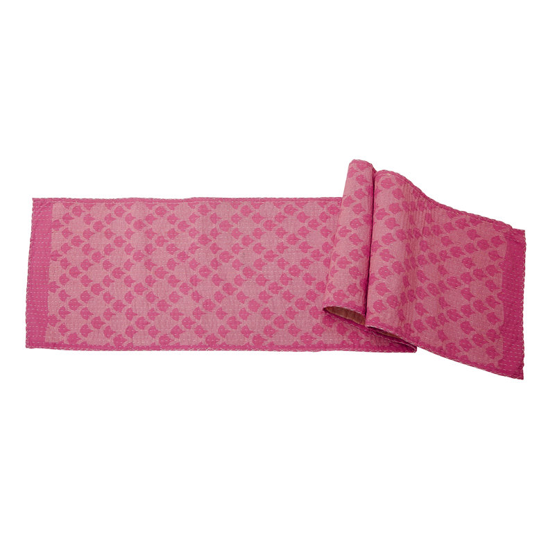 Chemin de table en coton tissé à la main Artisan - Ginkgo - 18 po x 96 po, Rose