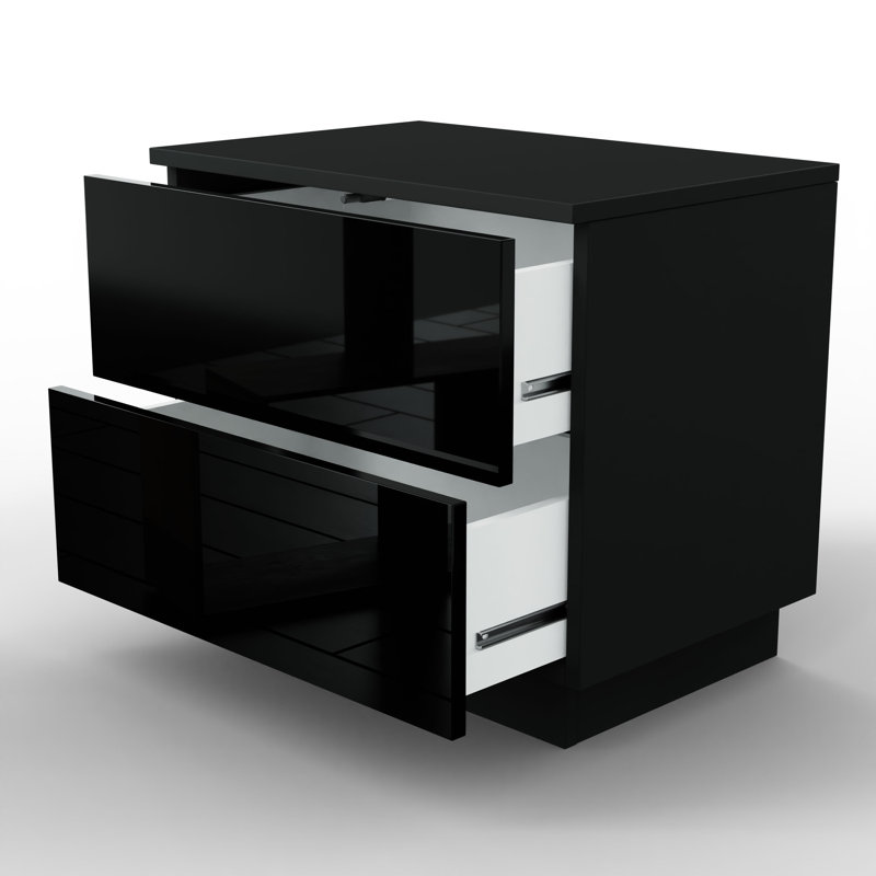 Varonique 2 Drawer Bedside Table, Black