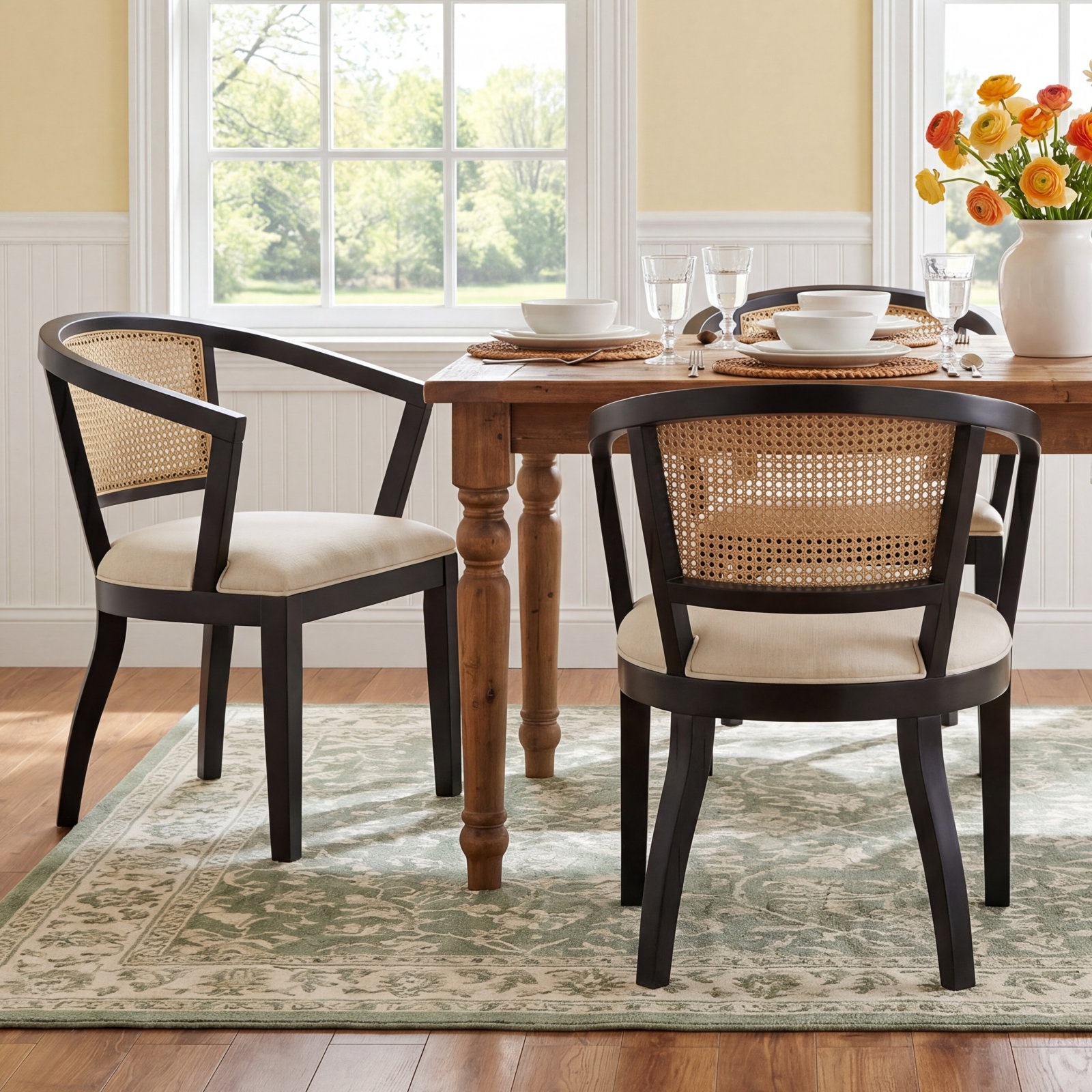 Ashia Dining Armchair, Cream/Black
