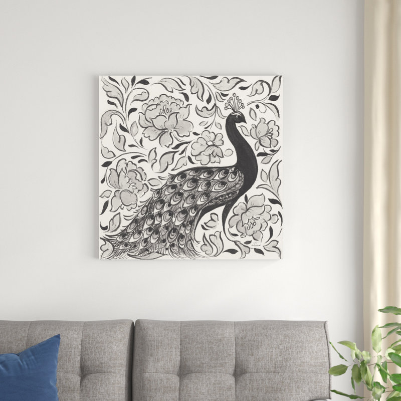 Peacock Garden IV BW, H 30 po x l 30 po x P 1,25 po