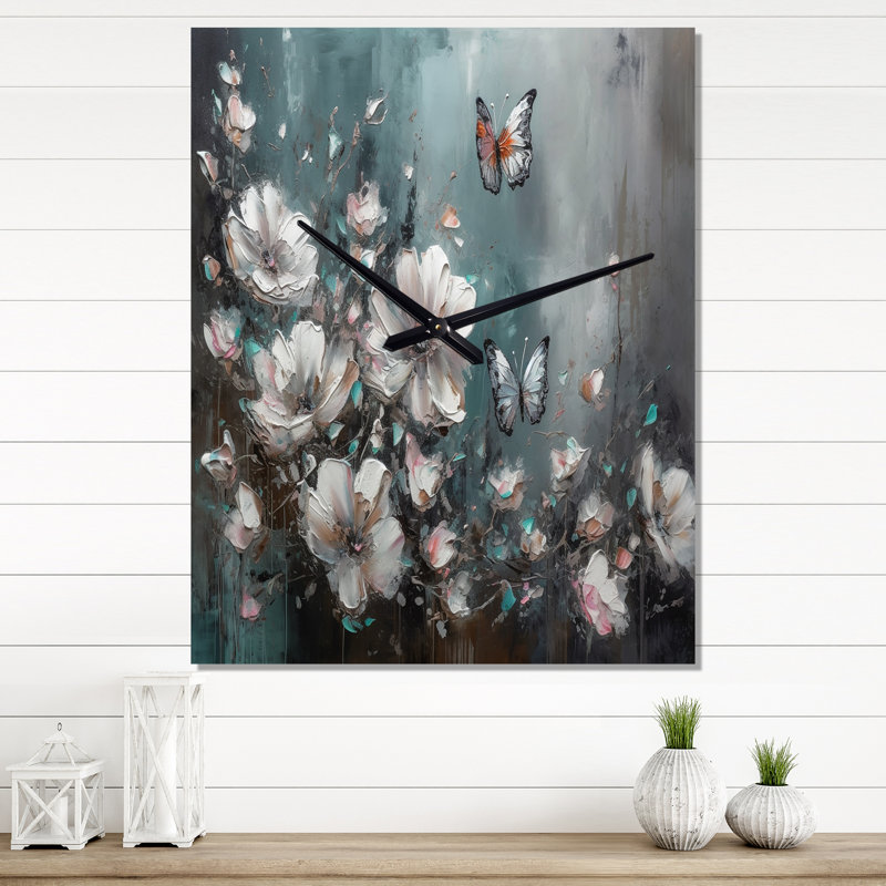 Janeigh - Horloge murale florale, H 32 po x l 16 po x P 1 po