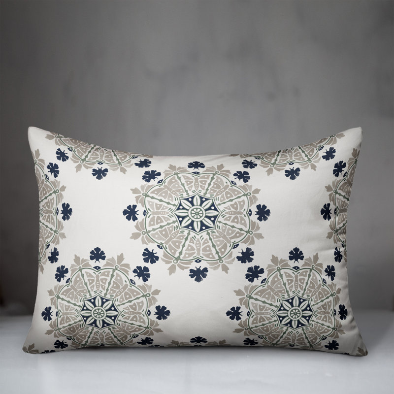 Amsden Outdoor Reversible Throw Pillow, White, Floral 2