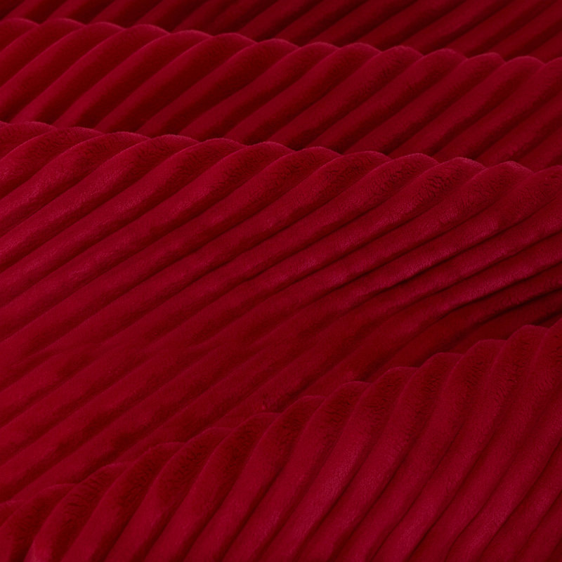 Corduroy Upholstery Full Compressed Ottoman, Red