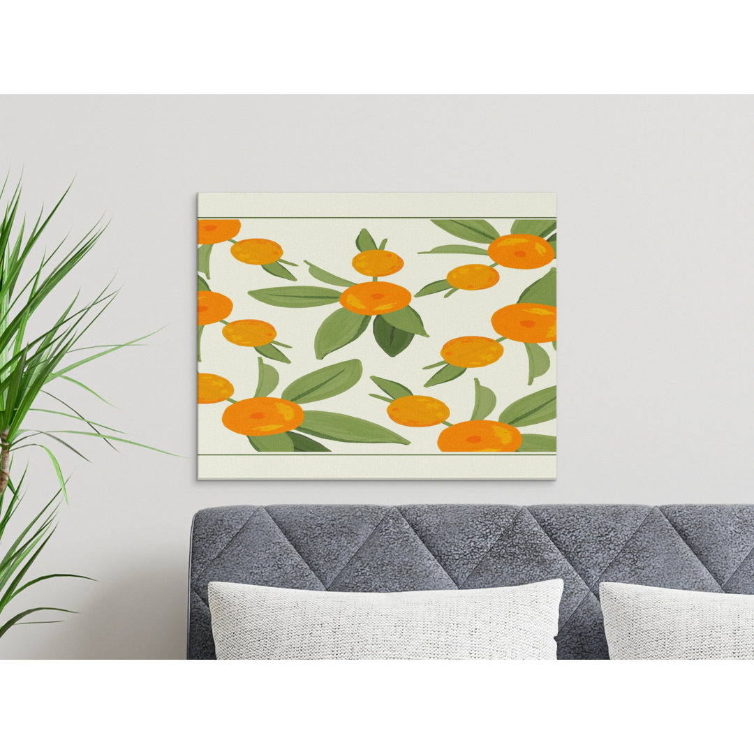 Cheerful Orange Botanical Canvas Wall Art, Citrus Fruit Print, Modern Kitchen Decor, Fresh Boho Home Gift Idea