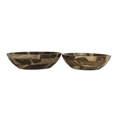 Ensemble de 2 bols de service en bois de sheesham Foreside Home & Garden