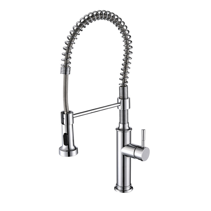 Robinet d'évier de cuisine à poignée simple rétractable, Argent