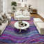 Tapis mauve / bleu abstrait tissé à la machine-1914044031
