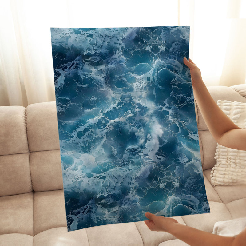 «Beach and Coastal Ocean Waves», motif nautique sans cadre