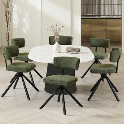 Modern Fabric Upholstered Solid Metal Dining Chairs