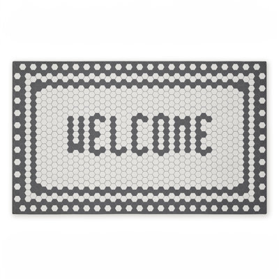 Tapis de porte pour l'extérieur à motif de mosaïque Welcome, par Caroline Alfreds, 18 po x 30 po