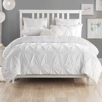 Floral Ruched Microfiber Duvet Cover Set