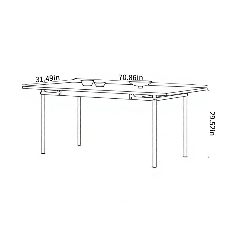 Simple luxurious solid wood dining table, 29.52"H x 70.86"L x 31.49"W