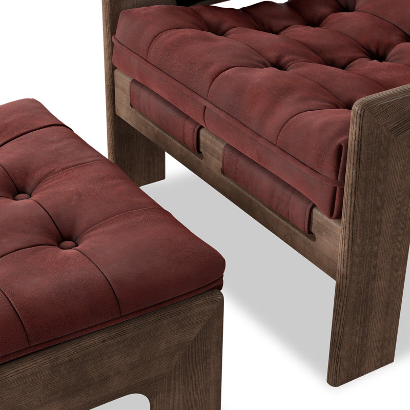 Halston Chair W/Ottoman-Nubuck Burgundy