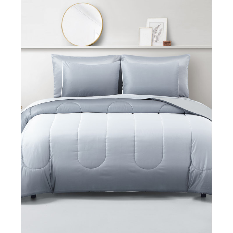  Ensemble d'édredon en microfibre 7 pièces moderne et contemporain, Édredon grand et 6 pièces supplémentaires, gris