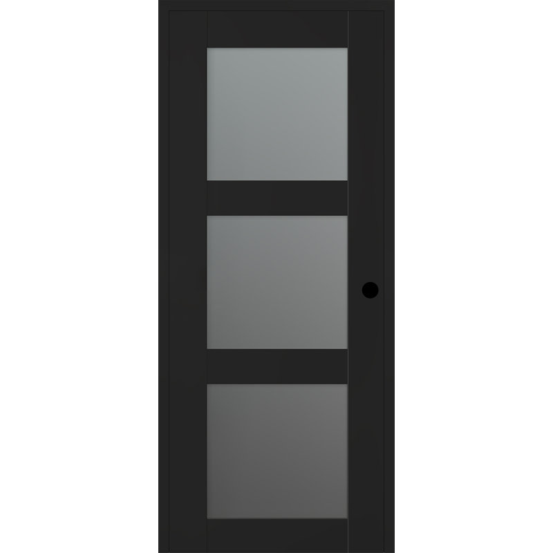 Porte intérieure lambrissée Avon 3 Lite, Noir mat, H 29,75 po x l 79,37 po, Gauche