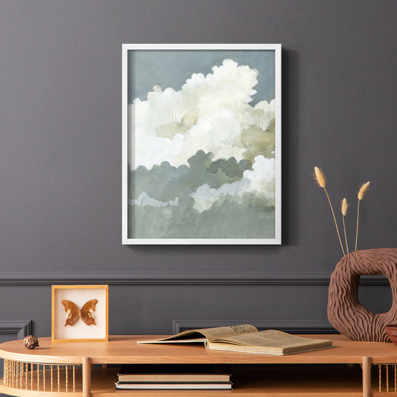 «Big Clouds I», reproduction encadrée - bois massif, Blanc, H 20 po x l 16 po