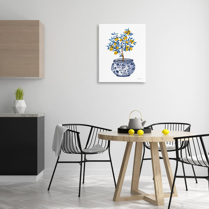 «Lemon Tree in Chinoiserie», art mural sur toile par Yvette St. Amant, H 30 po x l 24 po