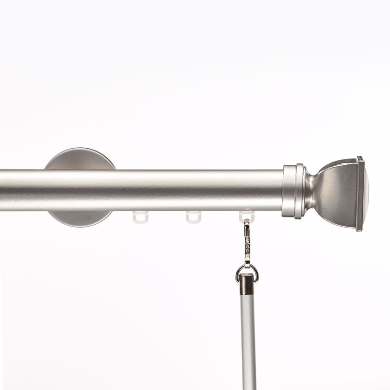 Kreger Aluminum 1.12'' Single Curtain Rod, Silver, 96"