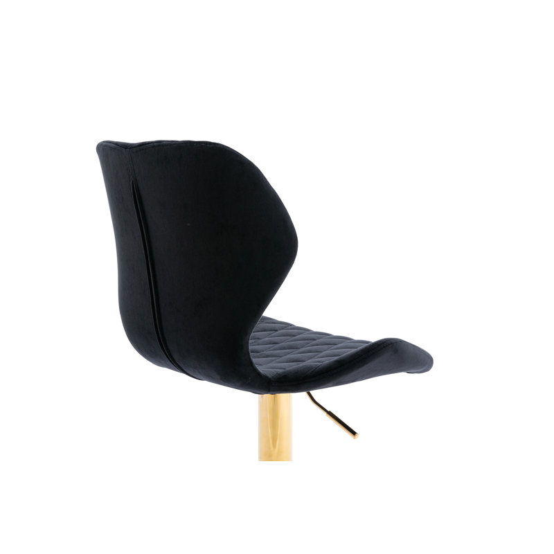 Tierone Upholstered Swivel Adjustable Height Counter Stool with Metal Frame, Modern Velvet Counter Stool, Black, Gold