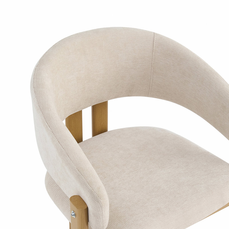 Linen Upholstered Metal Armchair in Beige, 2, Natural