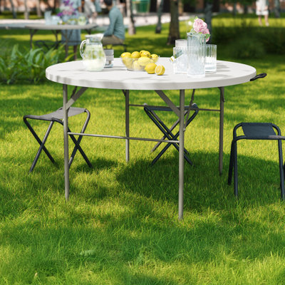 Noah 4' Round Plastic Folding Event Table with Carrying Handle by Flash Furniture