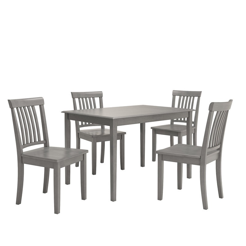 Alexa-Mae 4 - Person Solid Wood Top Four Leg Dining Set, Antique Gray