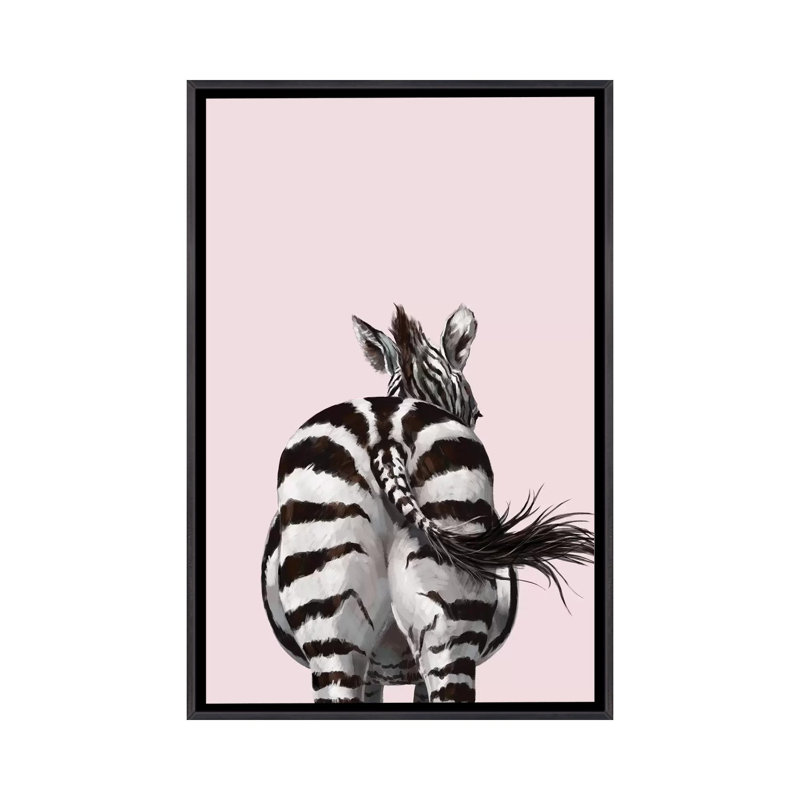 Art à bout zèbre, H 40 po x l 26 po x P 1,5 po, Toile avec cadre noir patiné