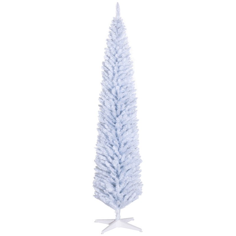 Arbre de Noël artificiel 8 pi avec 818 extrémités de branches réalistes et support en plastique, blanc, Blanc, H 8 pi