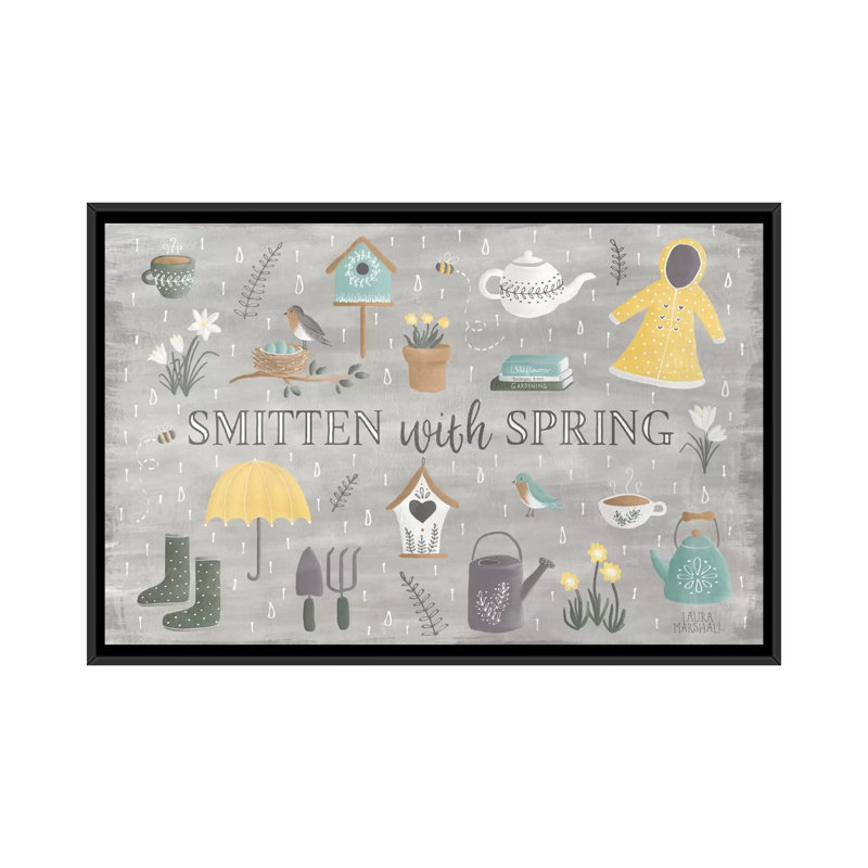 «Smitten with Spring III», reproduction d'impression sur toile tendue, H 18 po x l 26 po x P 1,5 po, Toile avec cadre noir
