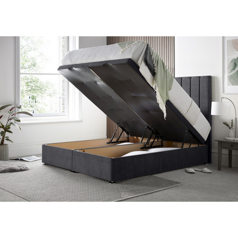 Sara Naple Divan Ottoman with Floor Standing Headboard, Black, Small Double (4')