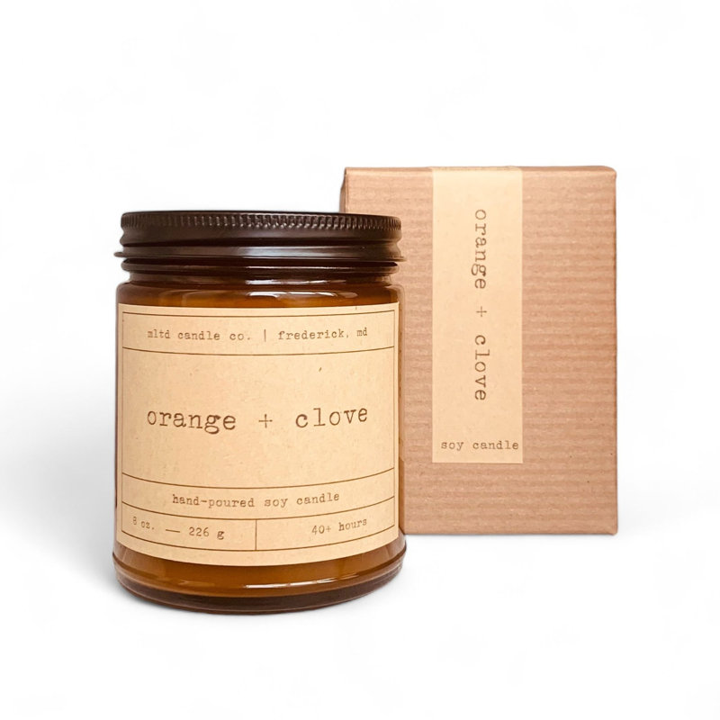 Orange + Clove Scented Soy Candle