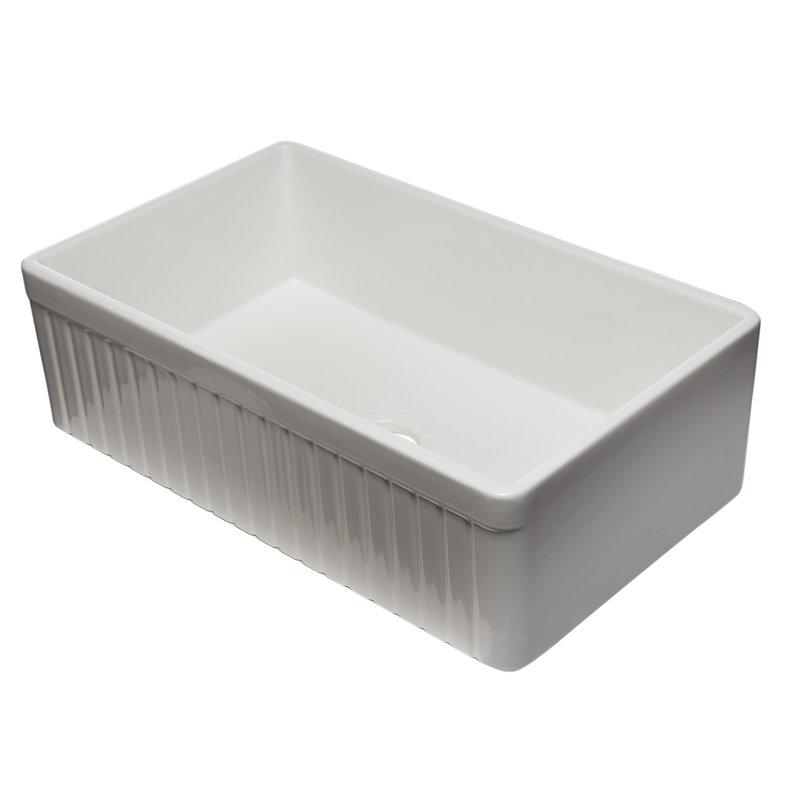 33'' L Single Bowl Fireclay Kitchen Sink, White