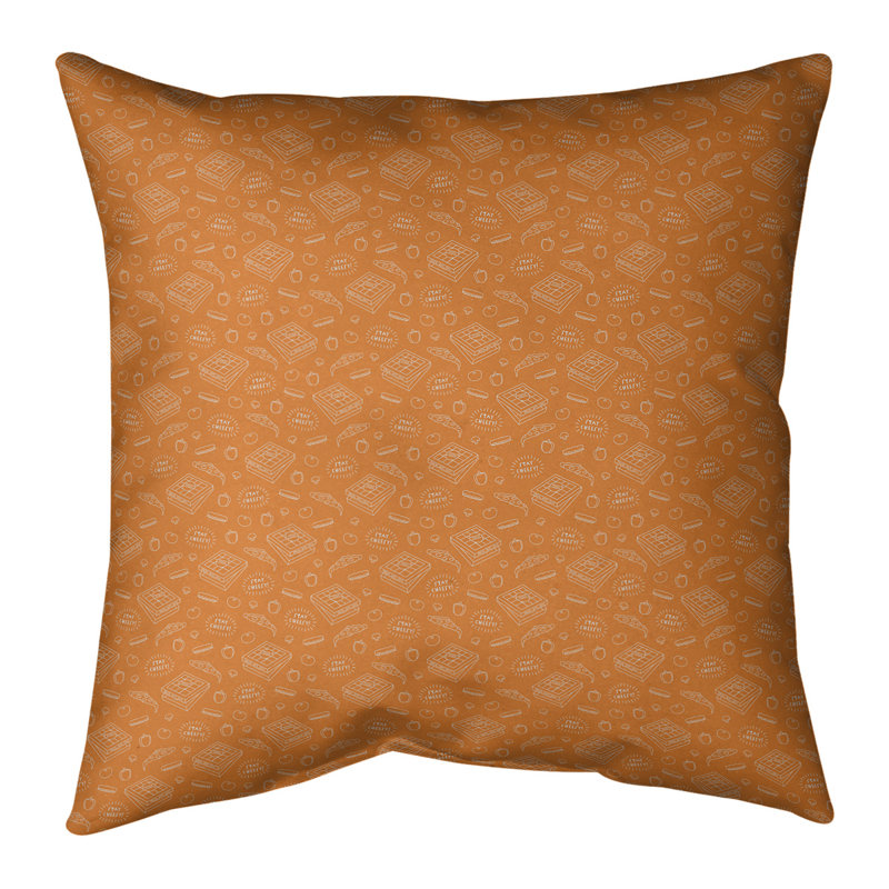 Coussin Katelyn Elizabeth, H 14 po x l 14 po, Polyester/ Bourre en polyester, Orange, blanc cassé