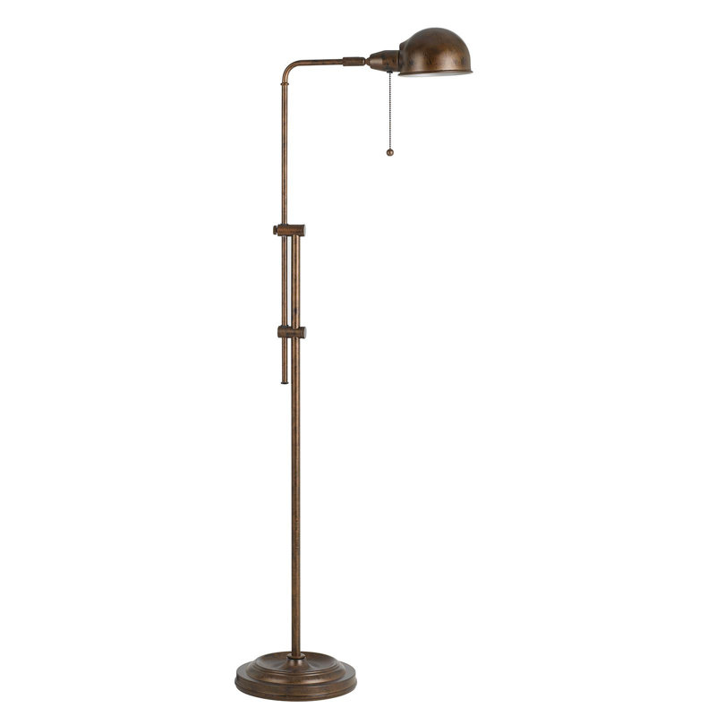 Lampe sur pied de forme traditionnelle ajustable 58 "avec abat-jour dôme, Rouille, Rouillée